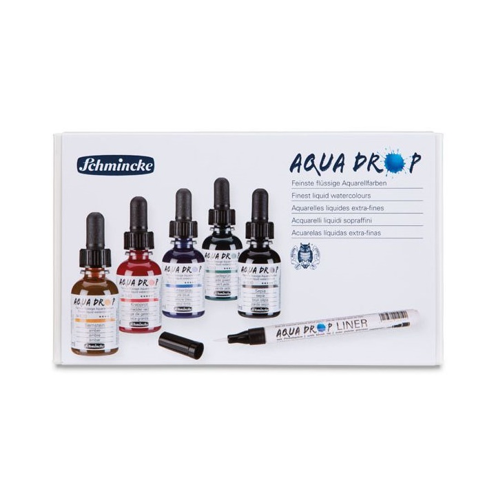 Bojra me bojëra uji Schmincke AQUA DROP - set 5 x 30 ml + astar