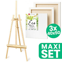 Set kavaletash për studio ARTMIE me 3 kanavacë pikture ECO 40x50 cm