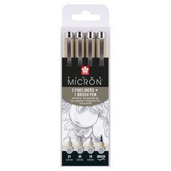 Set stilolapsash teknikë SAKURA PIGMA MICRON 3 FINELINERS A BRUSH PEN  | hije gri