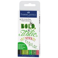 Stilolaps artistik Faber-Castell Pitt - Set me shkronja dore (hije të gjelbërta)