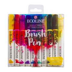 Stilolapsa me bojëra uji ECOLINE BRUSH PEN HAND LETTERING  | Set 10 copë